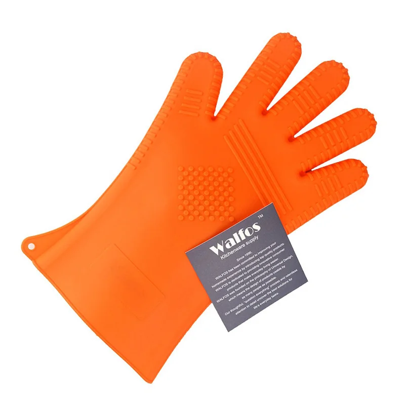 WALFOS Экстра длинные 1 шт. термостойкие силиконовые перчатки приготовление, Выпекание, барбекю Держатель для посуды для духовки рукавица кухня - Цвет: orange