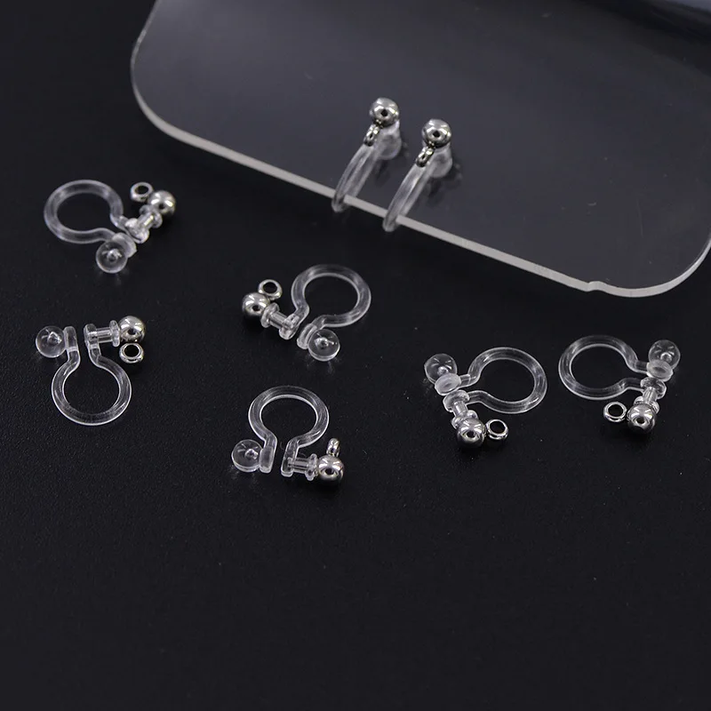 

10Pcs Stainless Steel Resin Transparent U Ear Clip DIY Handmade Earrings Findings No Pierced Ear Clips Jewelry Making Supplies