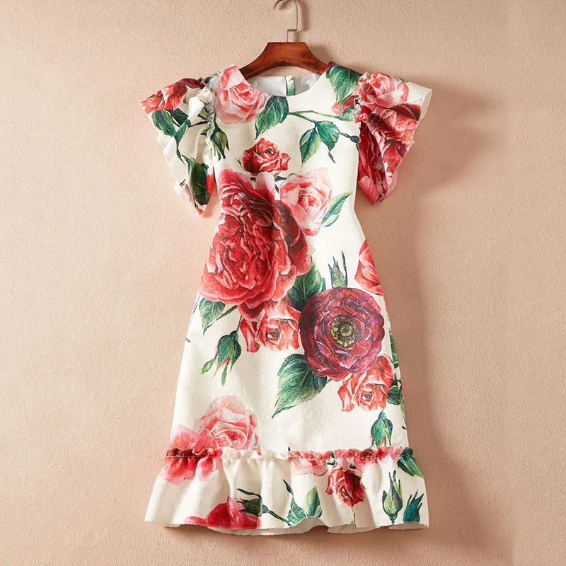 flowers print dress fashion dresses 2018 fashion high quality women