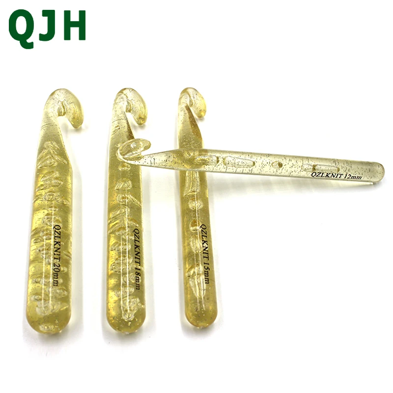 

12mm 15mm 18mm 20mm crochet hooks Smooth Plastic Transparent Handle Crochet Hook Knitting Needles Thick Head Tools DIY Crafts