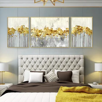 

3 pieces Canvas painting modern abstract acrylic painting gold art quadros caudros decoracion Wall art Pictures for living room