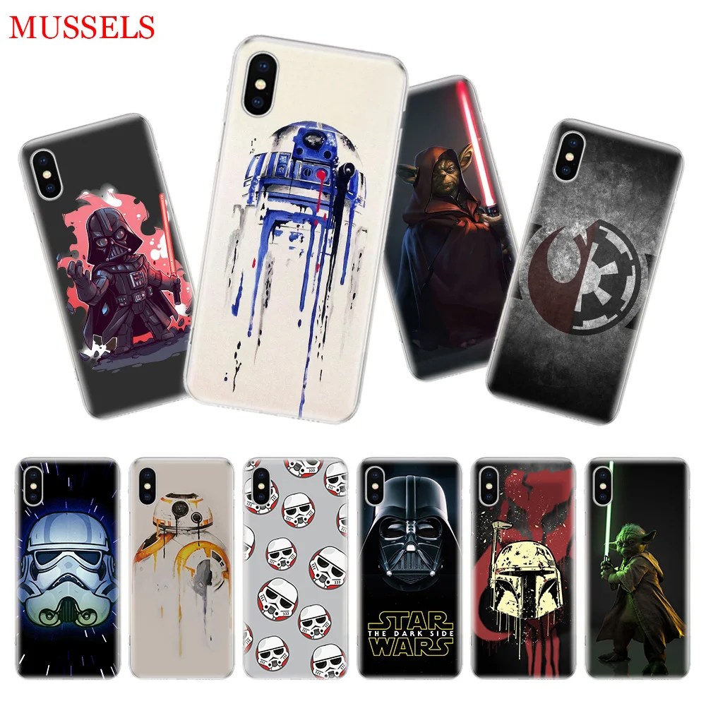 

Star Wars Darth Vader Yoda Phone Case For iPhone 7 8 6 6S Plus X 10 Ten XS MAX XR 5S SE Art TPU Covers Coque Capa Cas Shell