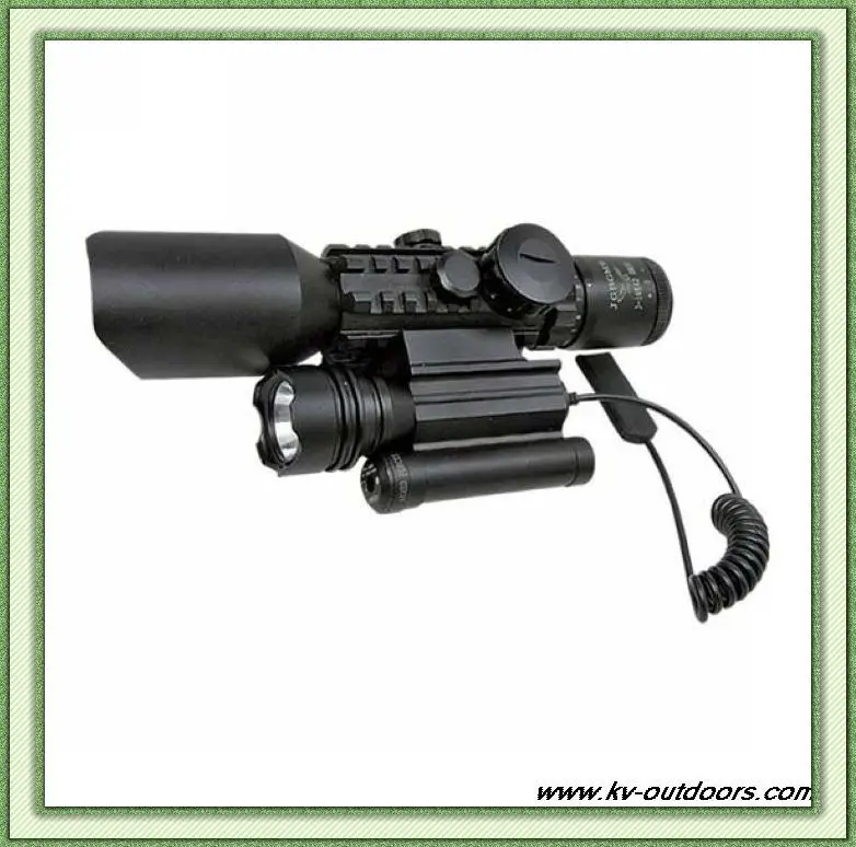 KV1-105 M9D 3-10x42 Mil-Dot Hunting Rifle Scope Tactical Flashlight Laser Sight