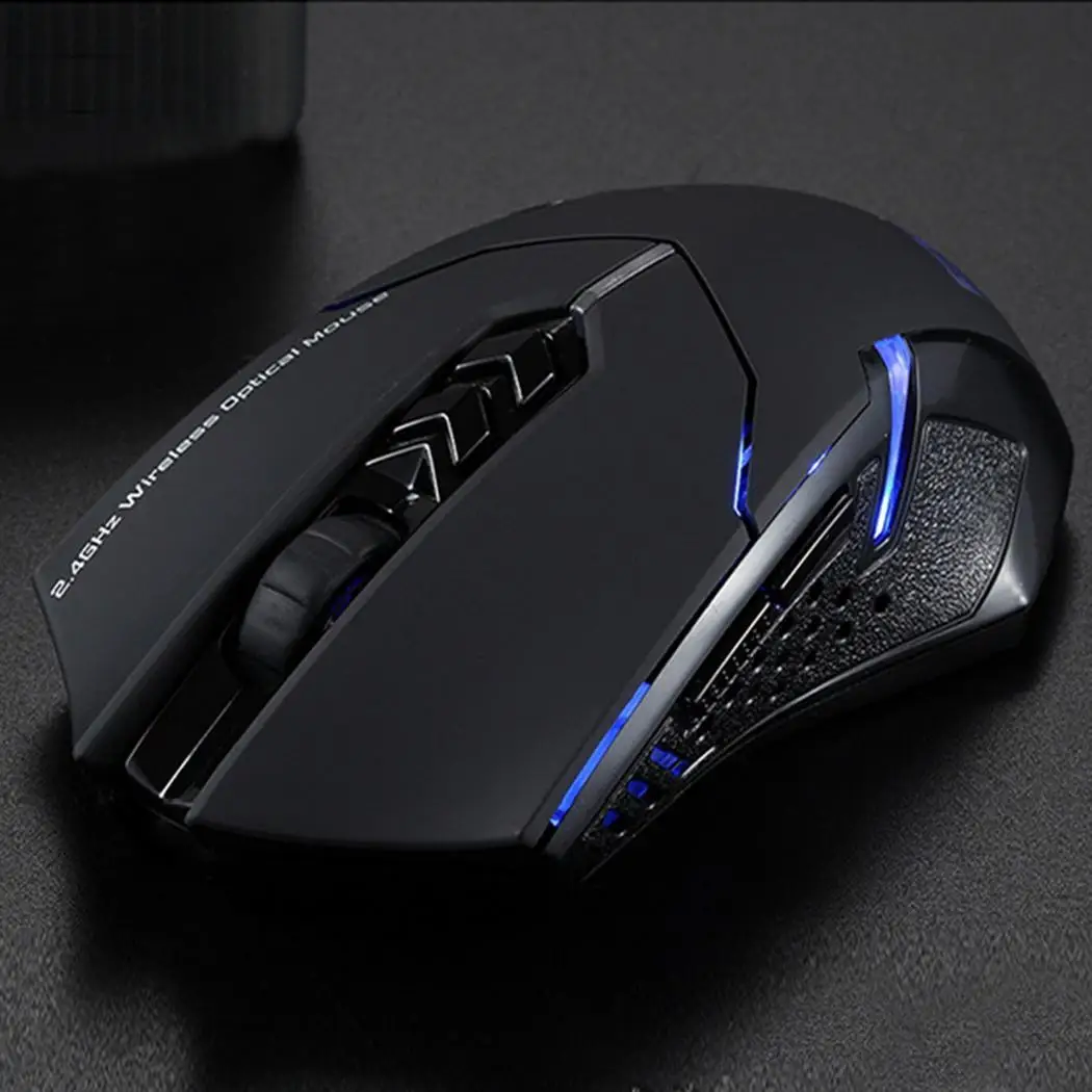 ETX 082.4GHz Беспроводная профессиональная игровая оптическая мышь 7D Black 2000 точек/дюйм