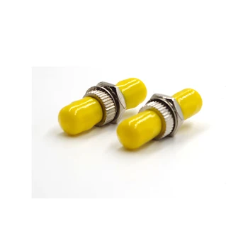 

50PCS ST-ST SM Simplex Fiber Optic Adapter Coupler Yellow Color Flange Head Free Shipping
