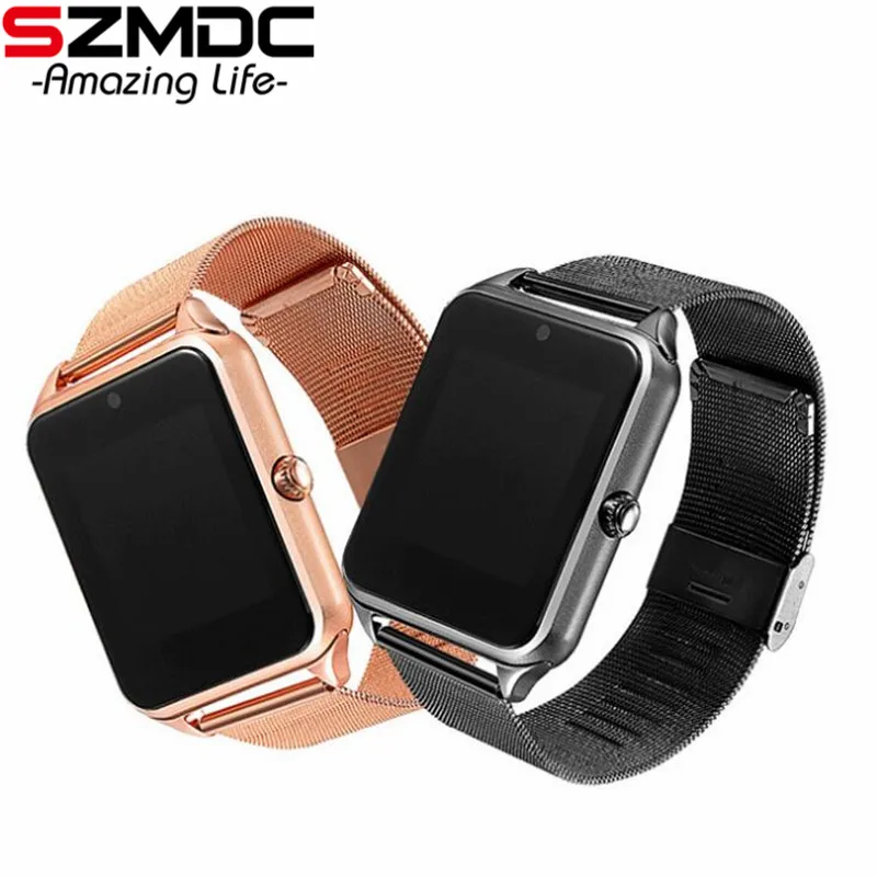 

SZMDC Smart Watch Men Z60 Metal Strap Bluetooth Wrist Smartwatch Support Sim TF Card Android&IOS Watch Multi-languages PK GT08