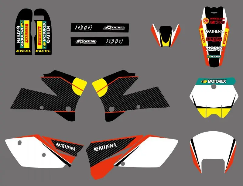 

0299 Sun NEW TEAM 0298 STAR GRAPHICS WITH MATCHING BACKGROUNDS FIT FOR KTM SX 125/250/380 /400/520 2005-2006