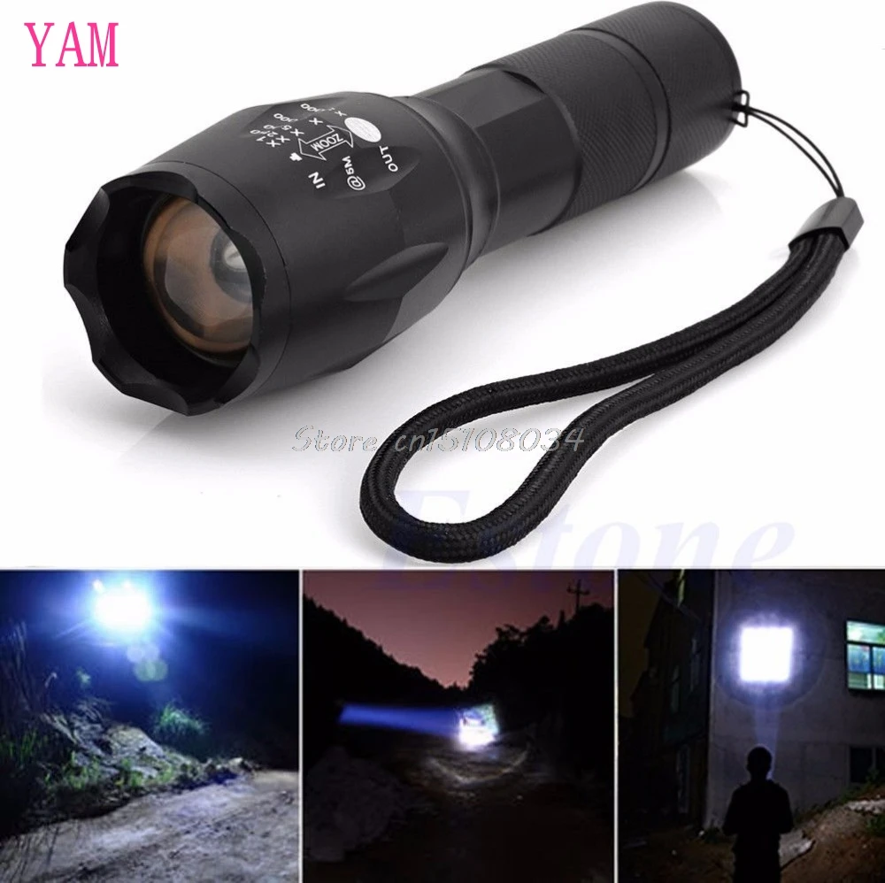 

Zoomable 5000Lumen 5 Modes XML T6 LED Flashlight Torch Lamp Light 18650 Powerful S08 Drop ship