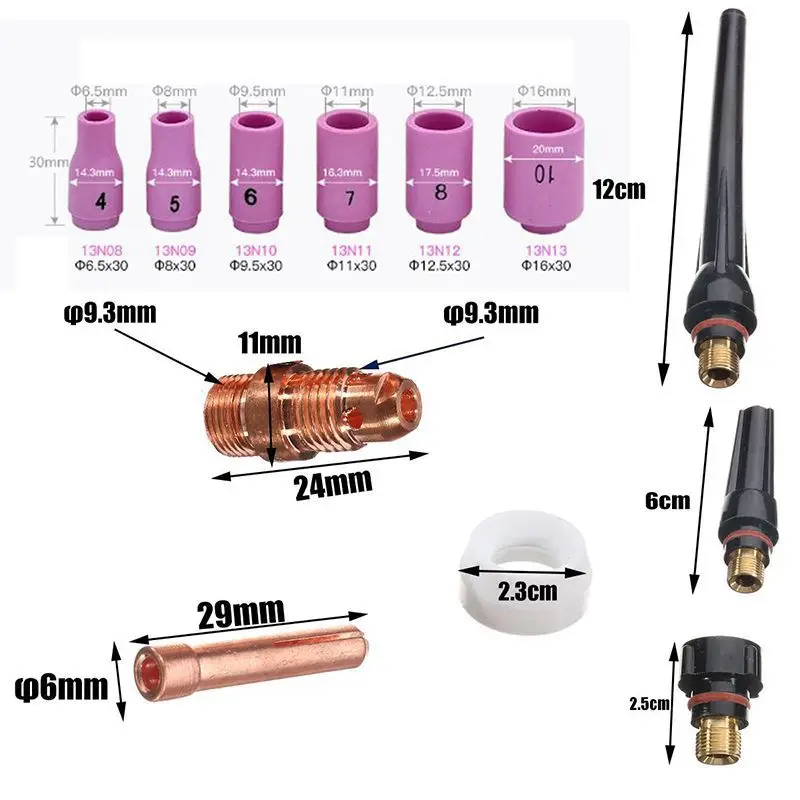 20 шт для плазменный резак 17/18/26 T23 Tig сварочные аксессуары Цанга набор для установки Сварочная горелка прочный практичный сварочные