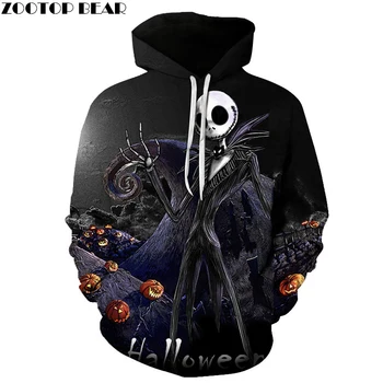

Jack skellington 3D Hoodies Sweatshirts Men Women Tracksuits Drop Ship Black Hooded Pullover Brand Hoodie Mens Cloth ZOOTOP BEAR