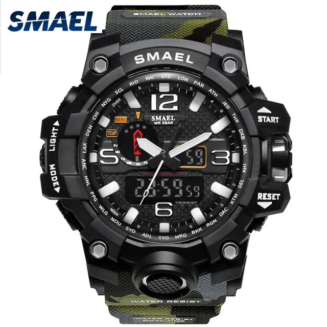 Military Watch Digital SMAEL Brand Watch S Shock Mens Wristwatch Sport LED Watch Dive 1545B 50m Wateproof Fitness Sport 