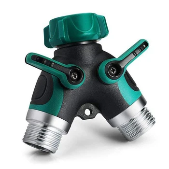 

BIFI-2-way distributor for water taps, garden hose faucet adapter set with 2 hose connectors and 4 rubber washers