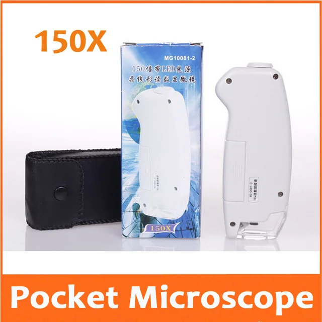 150X LED Illuminated Focus Adjustable Zoom Pocket Microscope Handheld