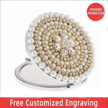 

Free Customized Engrave,2X Magnifying compact mirror makeup,2 face Mini Pocket Cosmetic makeup mirror,wedding Gifts Party Favors