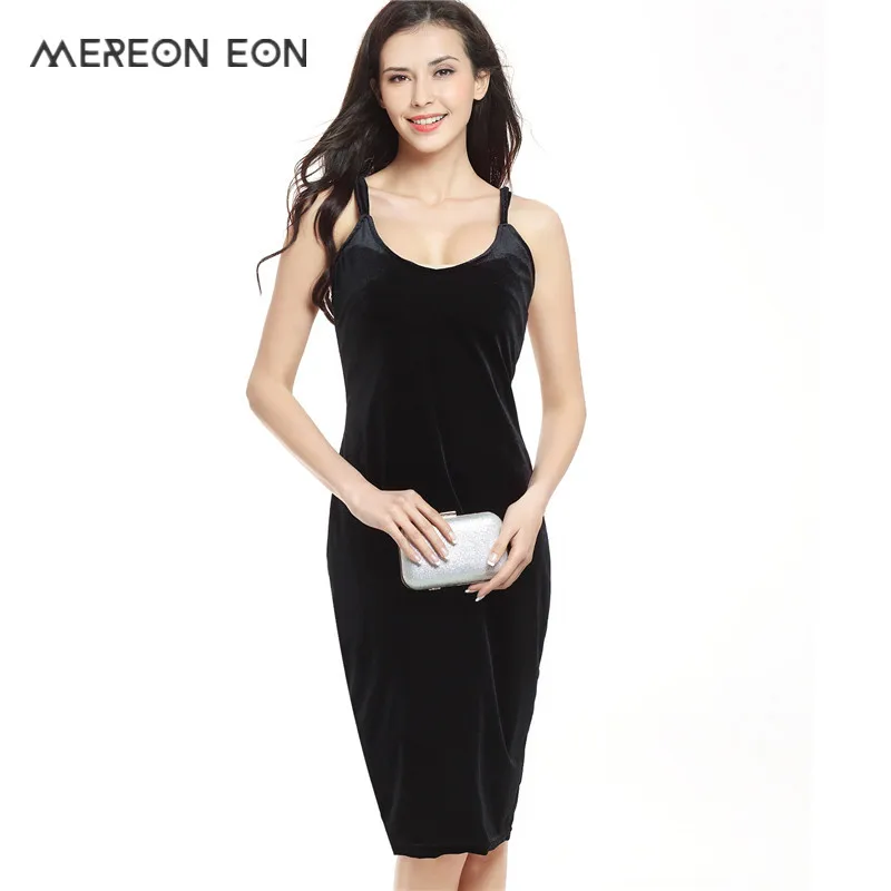 2017 summer new women's low cut V neck straps straps dress