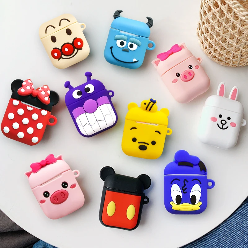 

For AirPods Case Bluetooth Wireless Earphone Case For Apple Airpods Charging Box Cartoon Protect Cover With Hooks For Air Pods 1