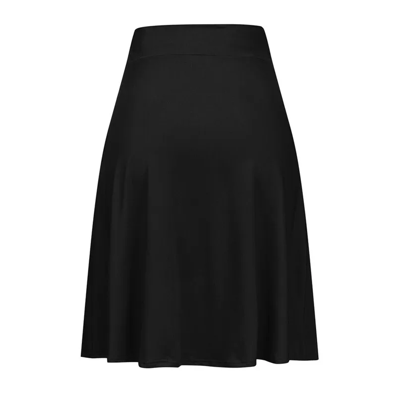 S-XXL Women Basic Solid Stretch Elastic High Waist Flare Pockets A Line Skirts Milk Fiber Thin Women Girls Short Skirts 35AP24 (17)