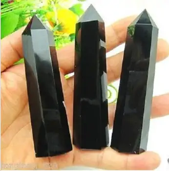

3pcs 90g Natural obsidian Quartz Crystal single Terminated Wand Healing