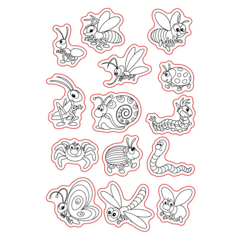 

Little Bug Insects Bees Butterfly Rubber Clear Stamp/Seal Scrapbook/Photo Album Decorative Card Making Clear Stamps