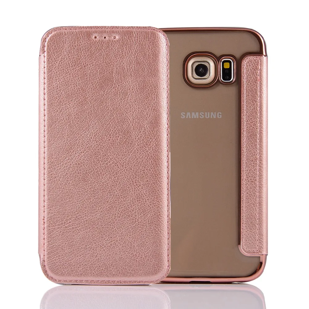 Покрытие Силиконовой ТПУ Кожаные Чехлы Флип чехол Для Samsung Galaxy S6 Edge G9250 G925F Luxury Case