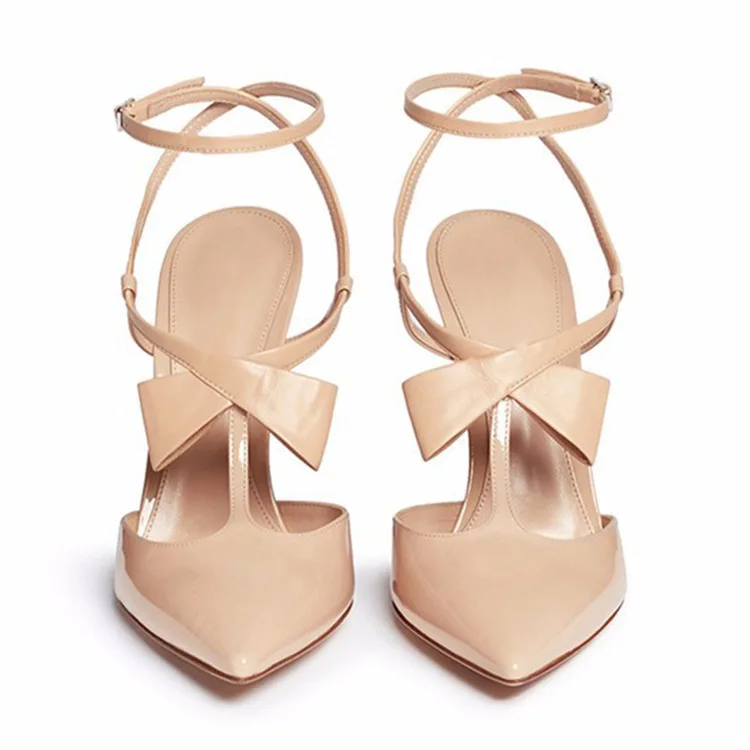 

2019 summer new style sandals solid color patent leather high heels pointed shallow mouth women's shoes cross straps.