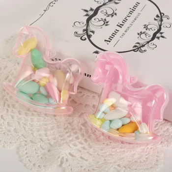 

12PCS Baby shower favor rocking horse Candy box baptism gift Christening decoration kids happy birthday party favor souvenir