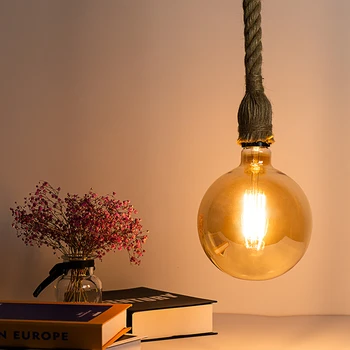 

LED Edison Bulb G150 Filament Lamp 4W AC220V Warm Yellow Ampoule Hemp Rope Socket Classic Design For Party Wedding Decoration