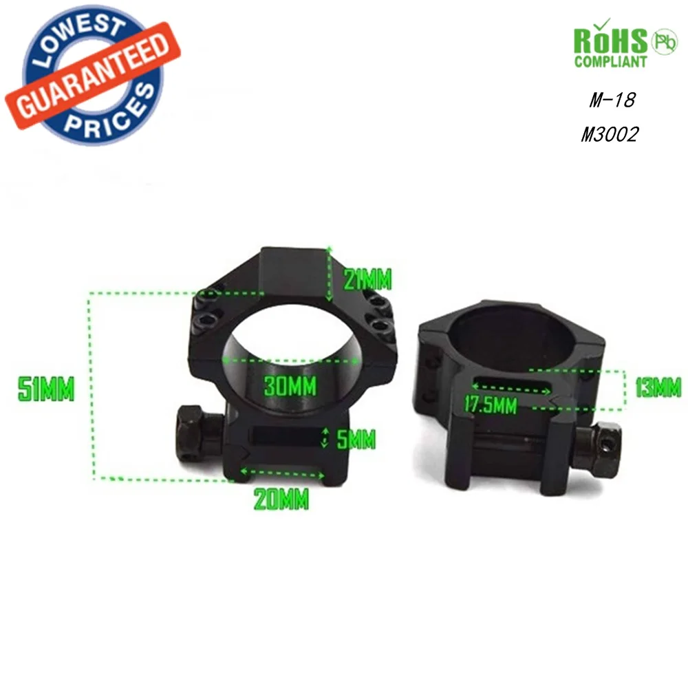 

Alonefire 1Pair M-18 Hunting High Scope Mount 30mm Rings for Weaver Picatinny 20mm Rail For Optics sight Accessories
