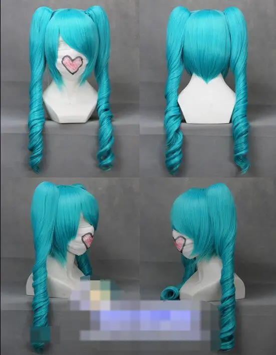 Hot heat resistant Party hair&gt&gt&gtVOCALOID MIKU COSPLAY WIG COSTUME VER2 2 CLIP CURPLY longAA |