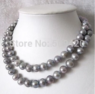 

Free shipping >>@ +>CLASSIC 32"10-11MM NATURAL SOUTH SEA GENUINE SILVER GRAY PEARL NECKLACE
