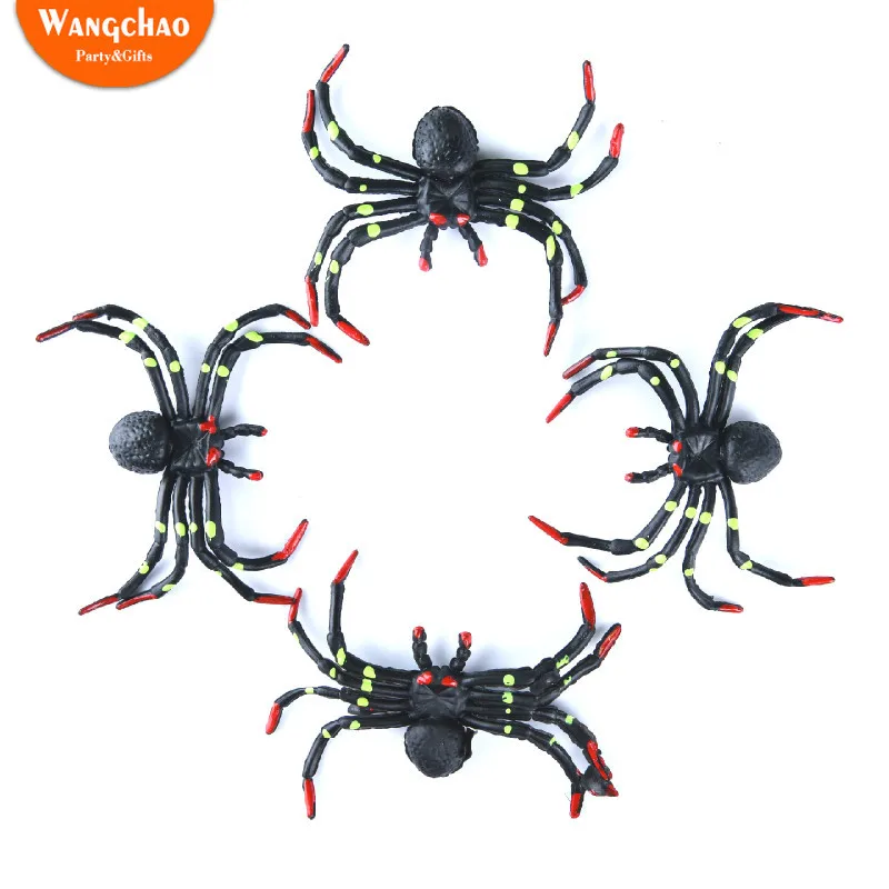 

10PCS 9*6.5cm PVC Simulated Spider Halloween Party Decoration Vermicular props DIY Party Garden Supplies Home Decor