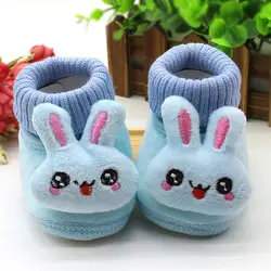 2018 Baby Shoes Rabbit Applique Solid Color Baby Girl Handmade Cotton Warm Slip On First Walker Chaussure Enfant