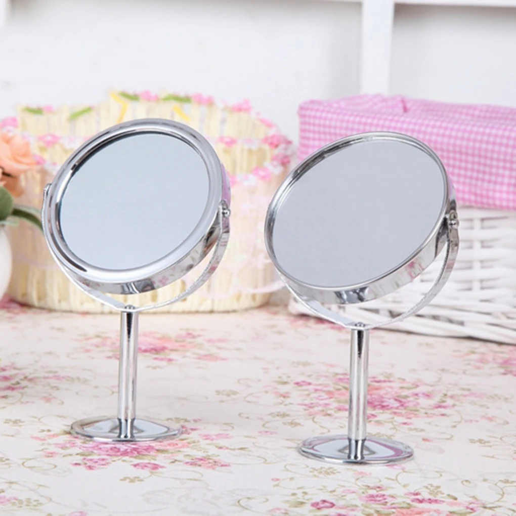 Портативное женское серебряное настольное двухстороннее зеркало для макияжа с 1:2 функцией увеличительного стекла косметическое зеркало