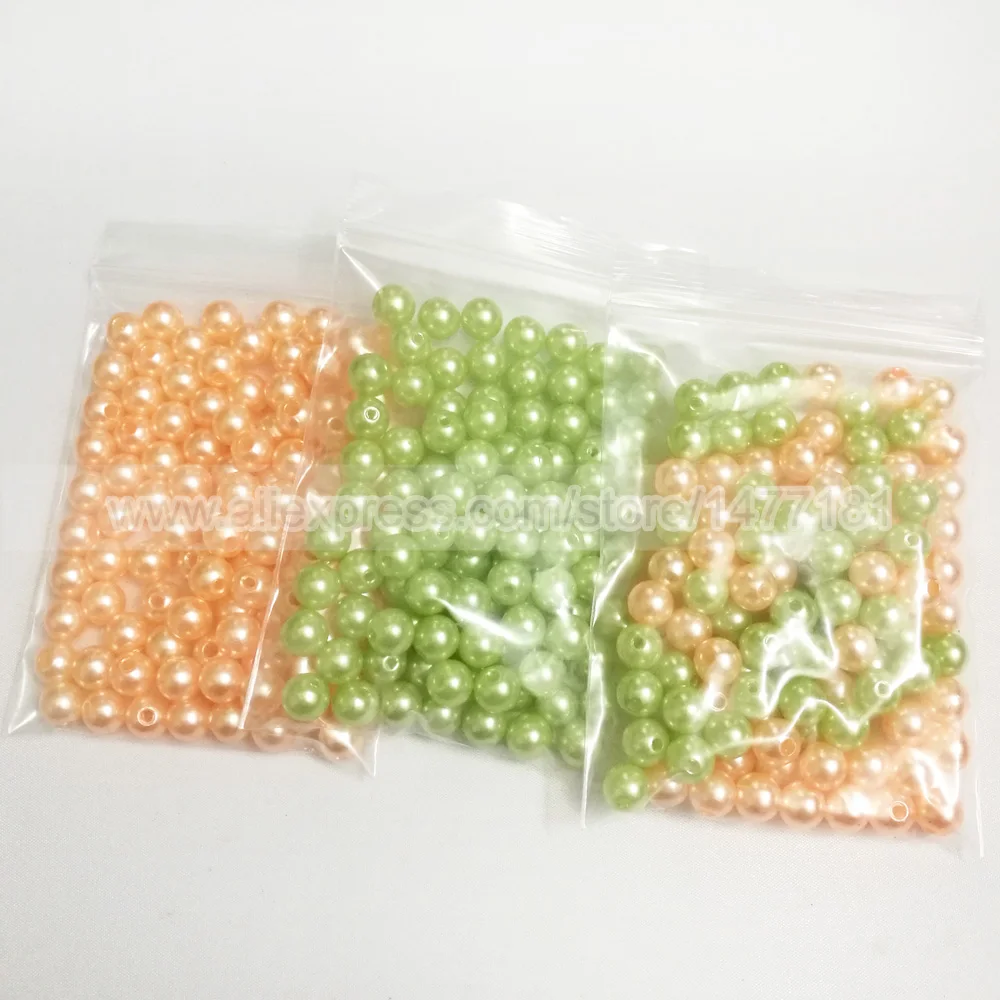 8mm Full Round Pearls with Hole Z10 PEACH Z18 LIGHT GREEN 2