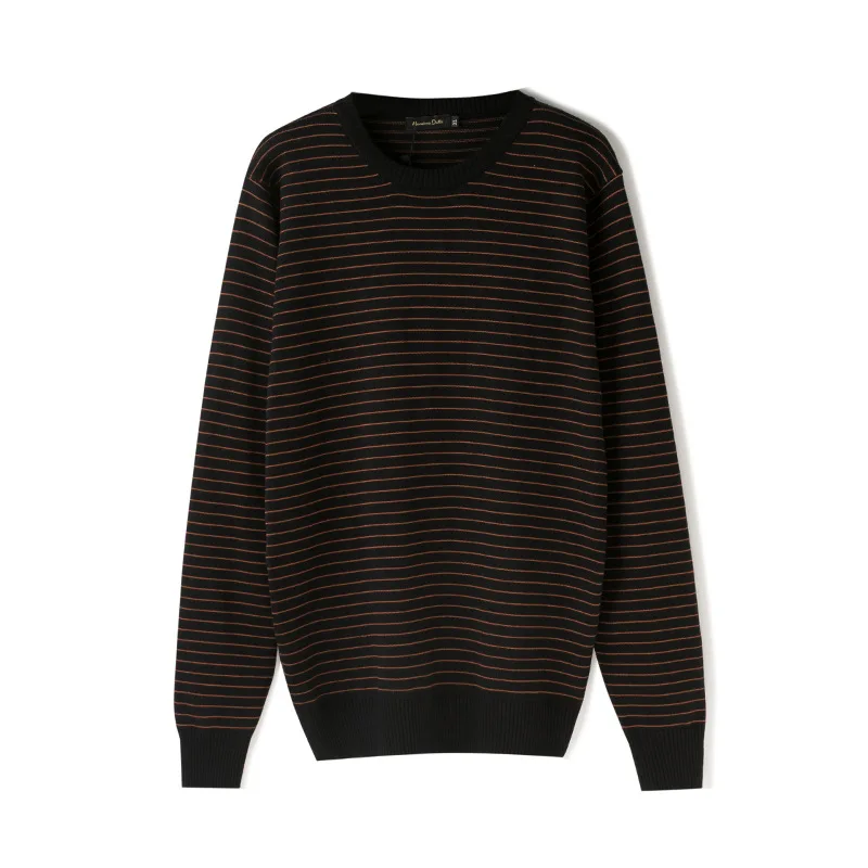 Полосатый вязаный свитер для мужчин, Осень-зима, модный свитер Hombre, Свободный пуловер, тонкий пуловер, Брендовая верхняя одежда, мужская одежда, новинка - Цвет: MY1061 Black