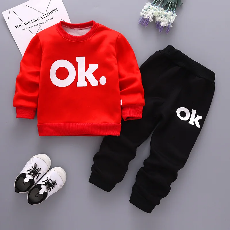

BibiCola boys winter clothing set 2018 fashion letter fleece velvet 2pcs outfits toddle infant kids t-shirt+pants tracksuit set