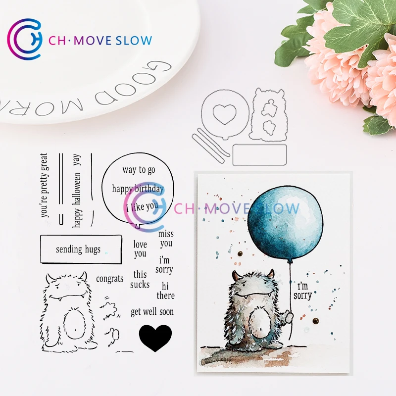 

CH MONSTER HUGS Metal Cutting Dies and stamps DIY Scrapbooking Card Stencil Paper Cards Handmade Album Stamp Die Sheets