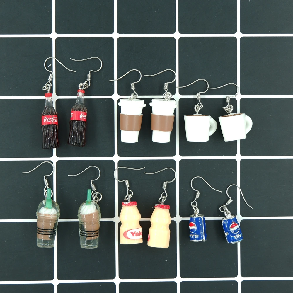 Женские серьги с конфетами Cola в виде напитков модные ювелирные украшения для