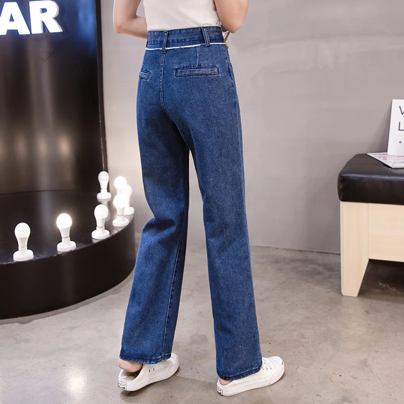 S-5XL Большие джинсы Для женщин в Корейском стиле уличной моды карманы Высокая талия джинсы для женщин Harajuku Свободные Boyfriend BF из синей джинсовой ткани; Femme