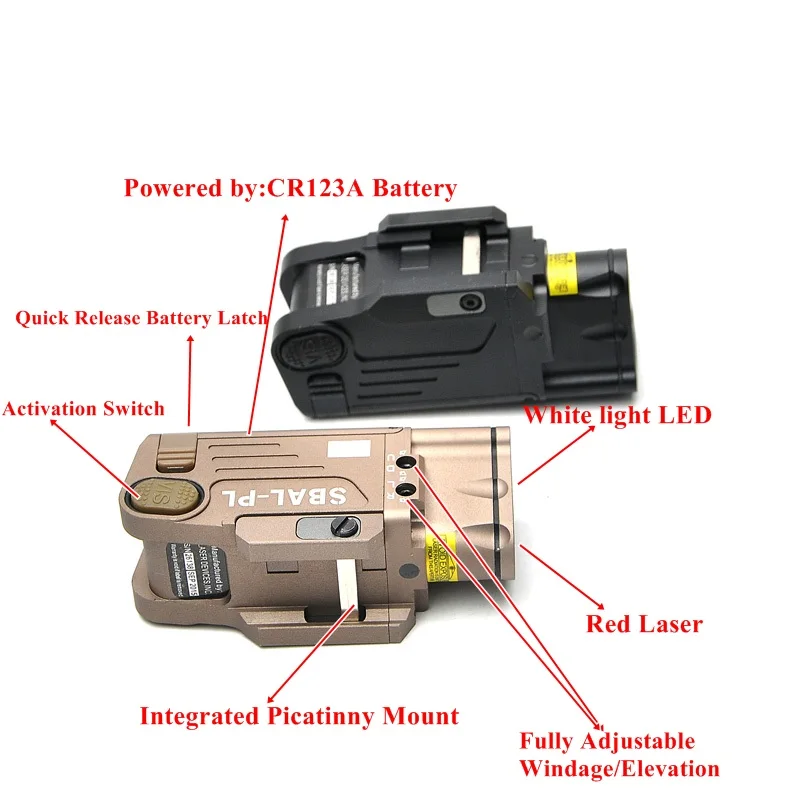 Тактический ЧПУ готовой SBAL-PL светодиодный пистолет с красным лазерным пистолетом/винтовка фонарик постоянный мгновенный стробоскоп