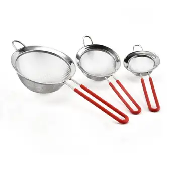 

LanLan 3PCS/Set 8CM 10CM 14CM 304 Stainless Steel Fine Mesh Strainers Flour Sieve Kitchen Tool-25