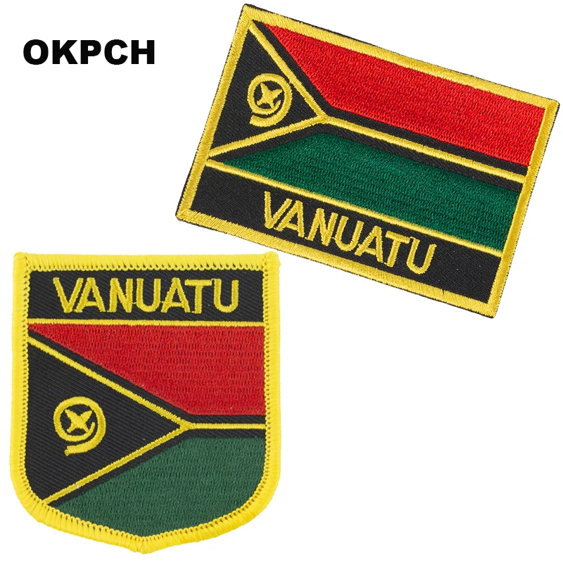 PATCH PATCHES EMBLEM IRON ON GLUE PRINT FLAG world crest vanuatu