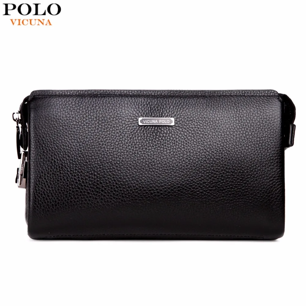 

VICUNA POLO Brand Genuine Leather Mens Clutch Wallet With Coded Lock Cowhide Men Wallet Business Man Clutch Purse Mens Handbag
