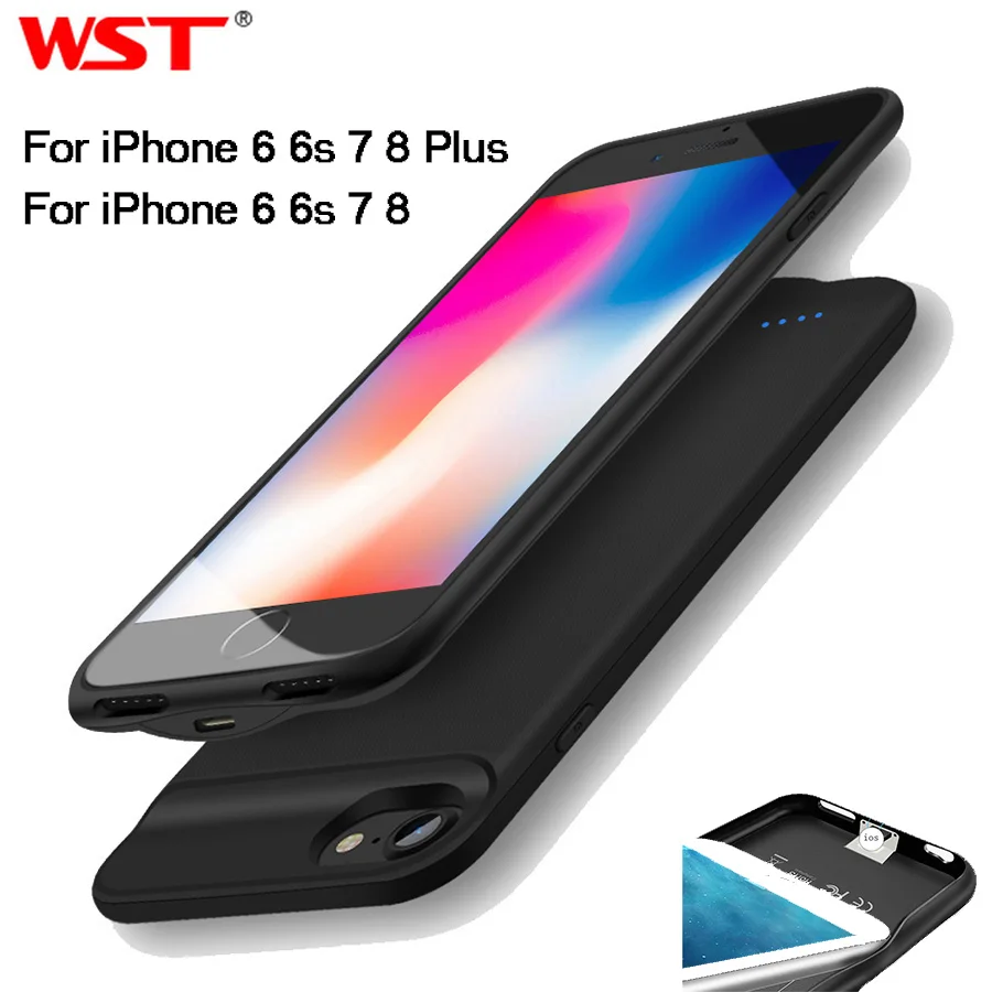 WST чехол для батареи iphone 6 6s 7 8 зарядного устройства Plus ультра тонкий внешний
