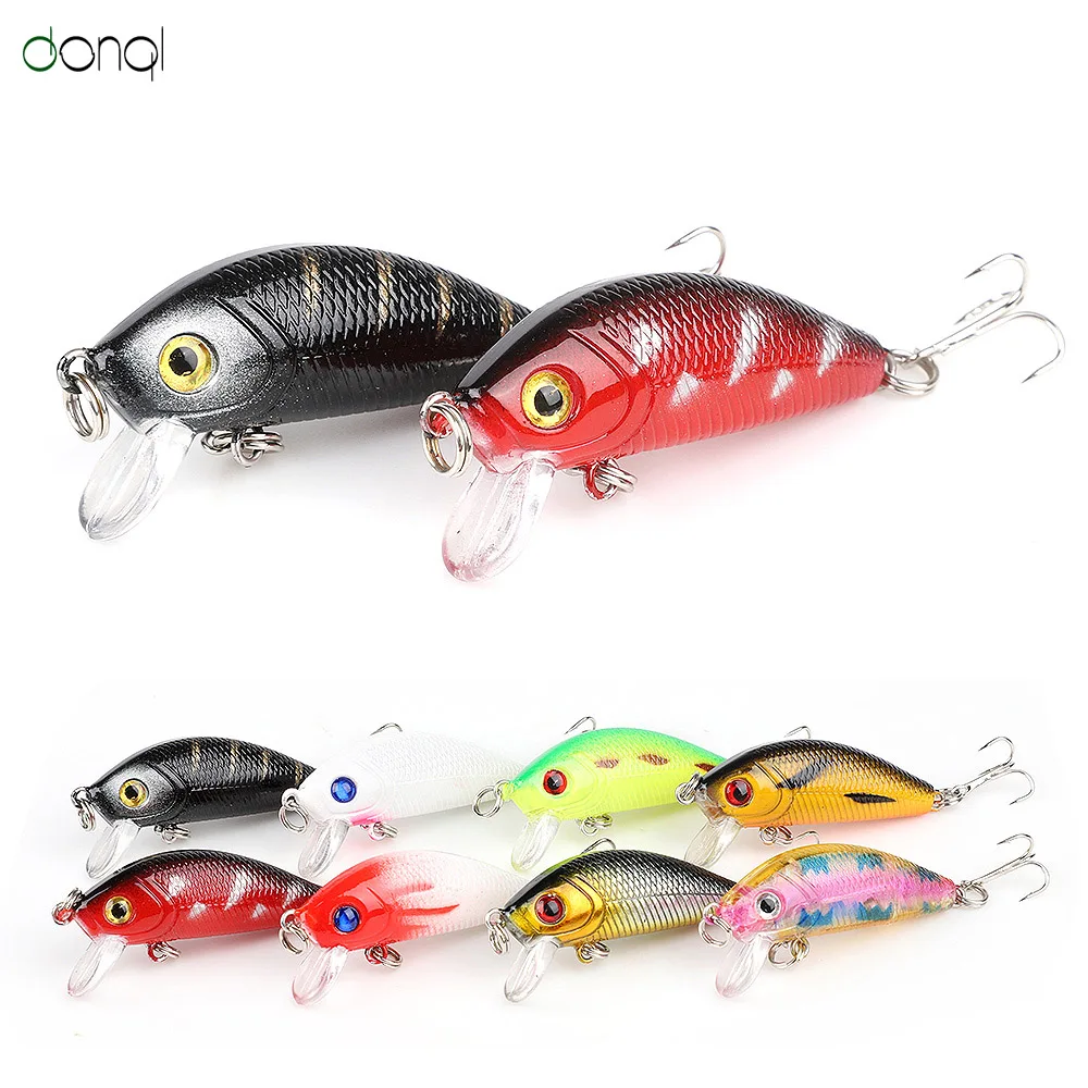 DONQI 2Pcs Minnow Crank Hard Fishing Lures Artificial Wobbler  Lifelike Plastic Crankbait Treble Hook Topwater Bass Tackle Bait主图02 222(1)
