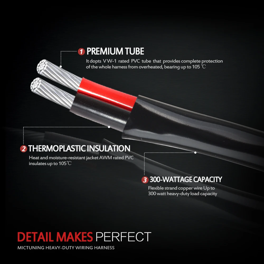 MICTUNING 14AWG 300 Вт жгут проводов 40 ампер светодиодный светильник бар предохранитель