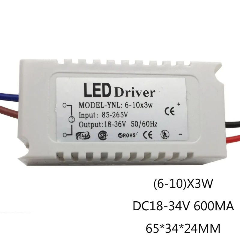 Высокий коэффициент мощности с драйвером постоянного тока для светодиода 600mA 3 Вт 10 Вт, 20 Вт, 30 Вт, 40 Вт, 50 Вт, ручная сборка 60W1-2x3w 6-10x3w 10-18x3w 18-30x3W лампы трансформаторы