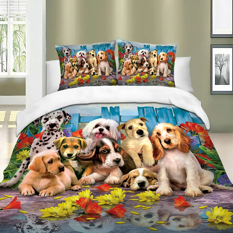 Dogs Pattern Print Queen King Super King Size Animal Duvet Cover