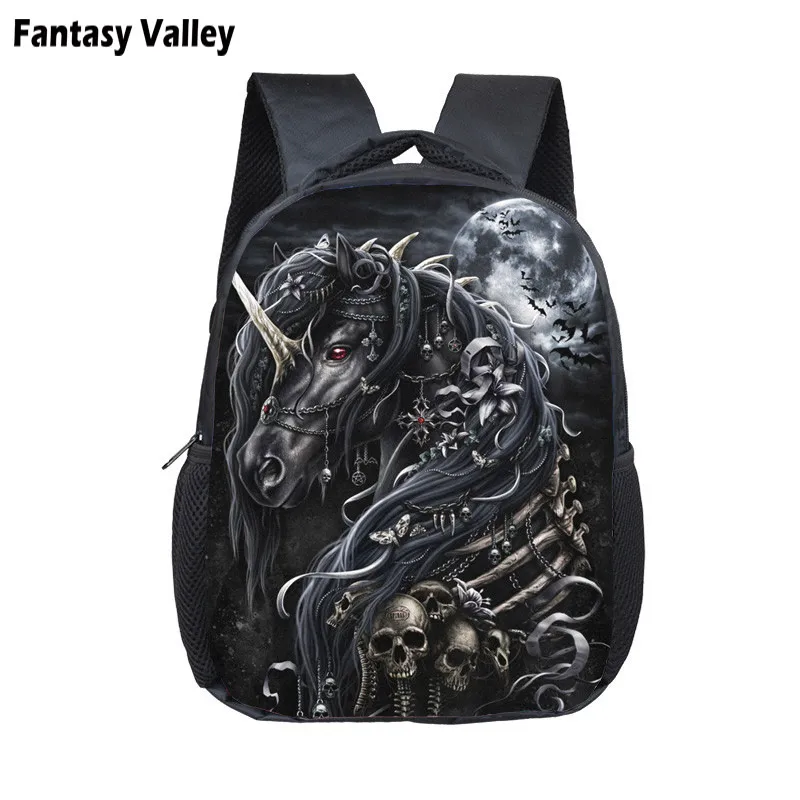 Us 10 79 40 Off Dark Unicorn Kids Backpack Gothic Style Kindergarten Bag Monkey Rabbit Children School Book Baby Diaper Bags In