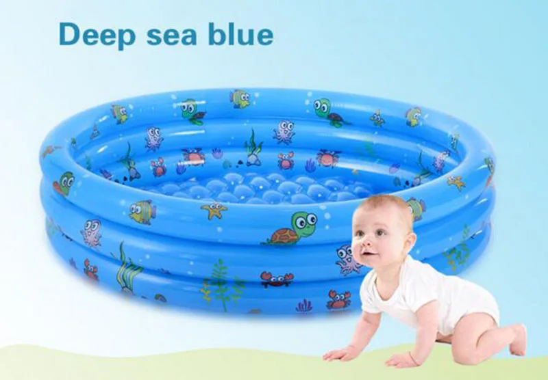 Portable Outdoor Cartoon Inflatable Children's Swimming Pool Infant Piscina Colorful Printing Baby Basin Bathtub Kids Summer Toy - Цвет: Blue